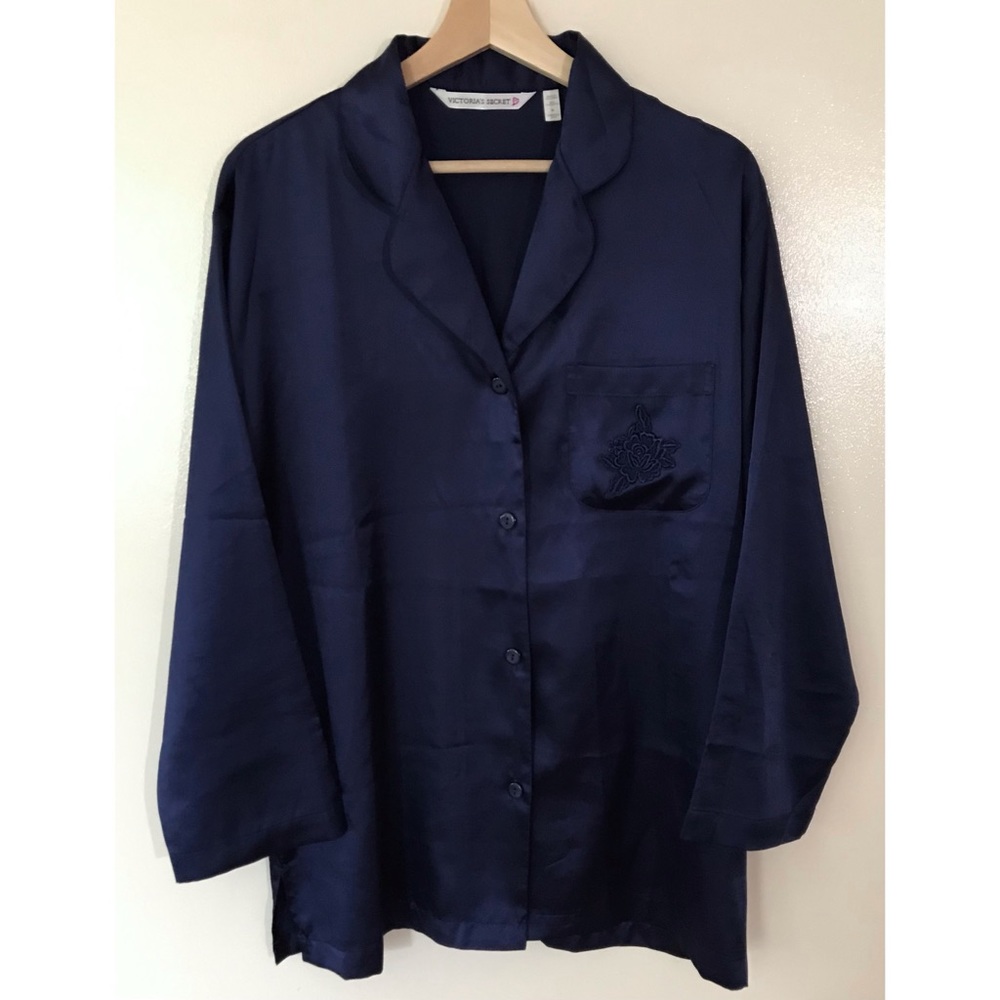 VS • M • Navy Pj Set Blue Long Sleeve Pajama Sleep Pant